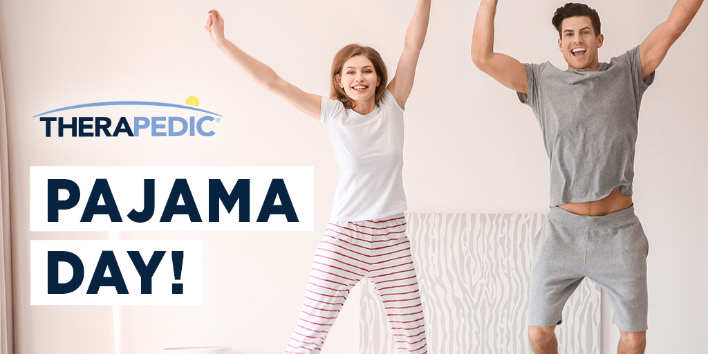 Therapedic's tweet photo. Getting out of bed is a bit easier today - It's National Wear Your Pajamas to Work Day! https://t.co/W7058tOBGb