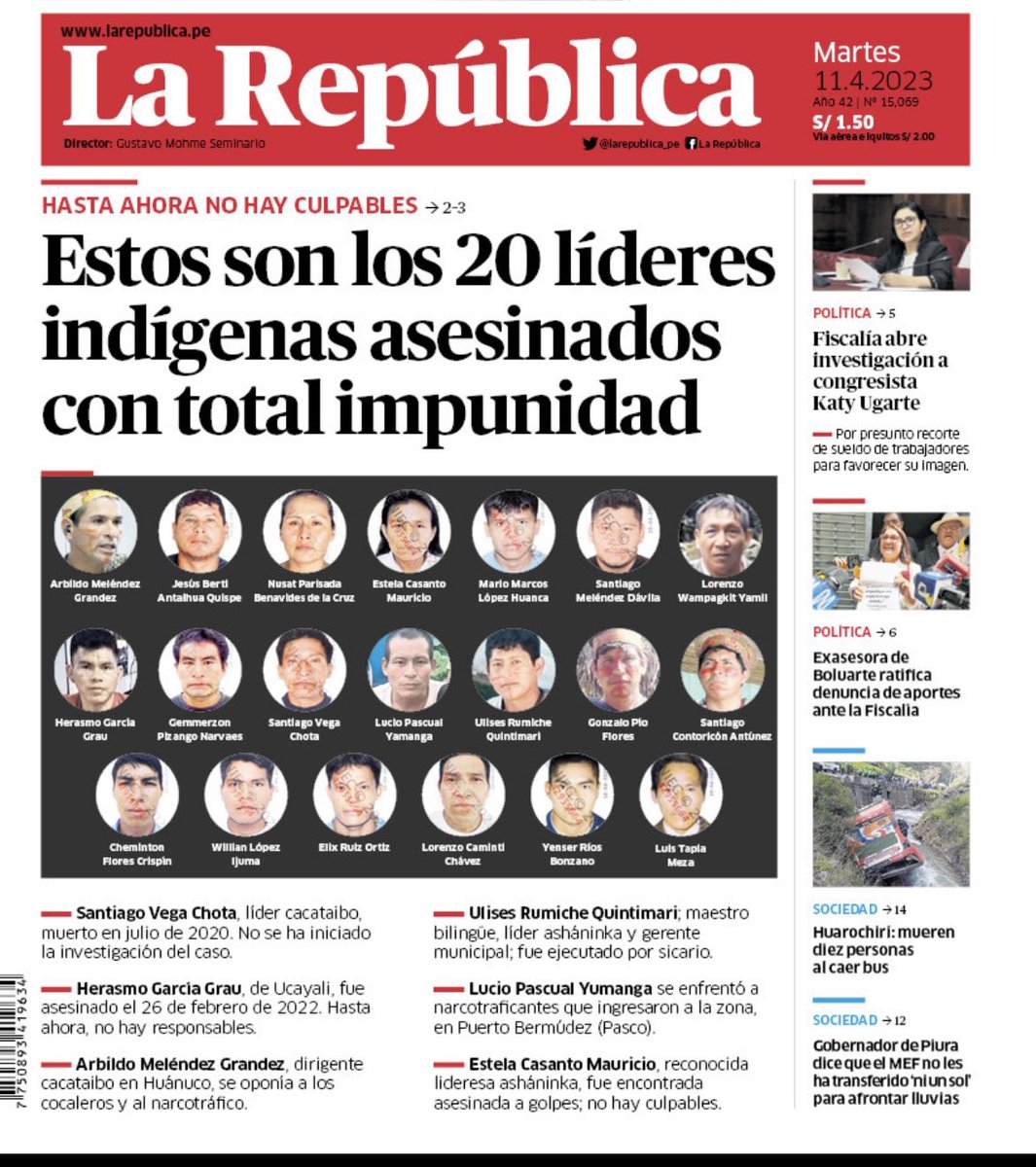 RiksinakuyTV's tweet photo. 🚨En #Perú asesinan a líderes sociales y comunitarios, igual en Ecuador, Centroamérica y en el Abya Yala. ¿Y los causantes? Los mismos: mineros, madereros, petroleros, traficantes, narcos, corruptos, ...¿y qué con la justicia y los gobiernos? Mutis, quizá cómplices, encubridores. https://t.co/hjfGUxJvrl