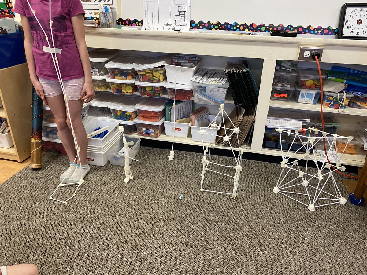 UpshawStars's tweet photo. Today’s STEAM task! Check out these structures!!! Five very different designs. Limited materials but limitless creativity. https://t.co/zPeh2hiDES