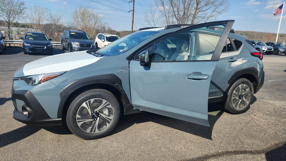 ooohhh . . . look what just came in
Our first 2024 Subaru Crosstrek in the new #OffshoreBlue. It's still in it's shipping wrap in this picture but it's on its way to recon to get spiffed up for the weekend.