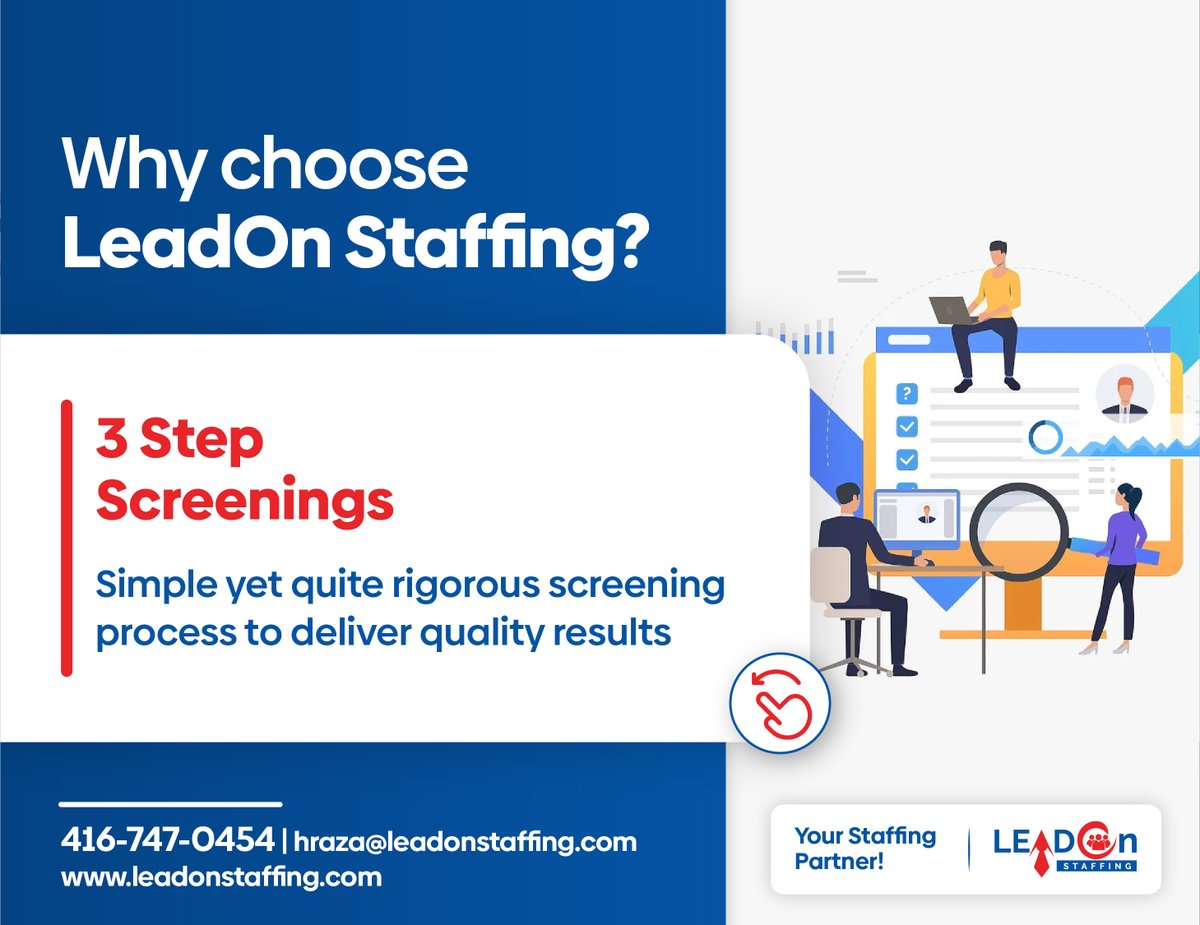 LeadonStaffing's tweet photo. π―π―-π¦ππ²π½ π¦π°πΏπ²π²π»πΆπ»π΄π
A simple yet quite rigorous screening process to deliver quality results!
#QualityWorkforce #QualityHires https://t.co/aqYtgtfpDf
