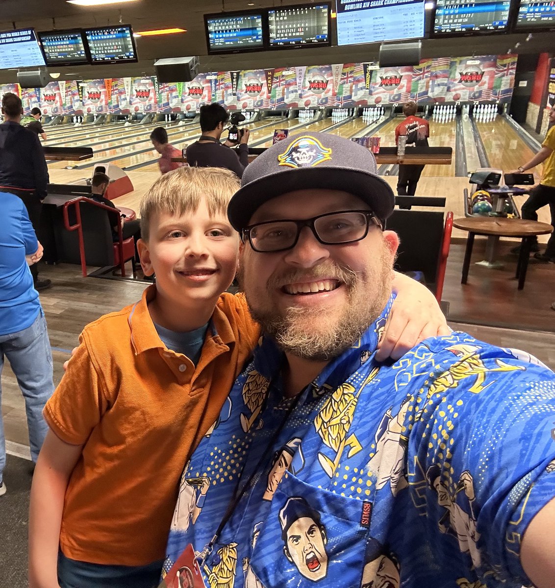 OnAirJosh's tweet photo. Had to make sure to take the boy over to @BowleroBowl to watch the @PBATour World Series of Bowling! #WSOBXIV. Special thanks to the Commish @ClarkPBA https://t.co/MikZUjJJ9i