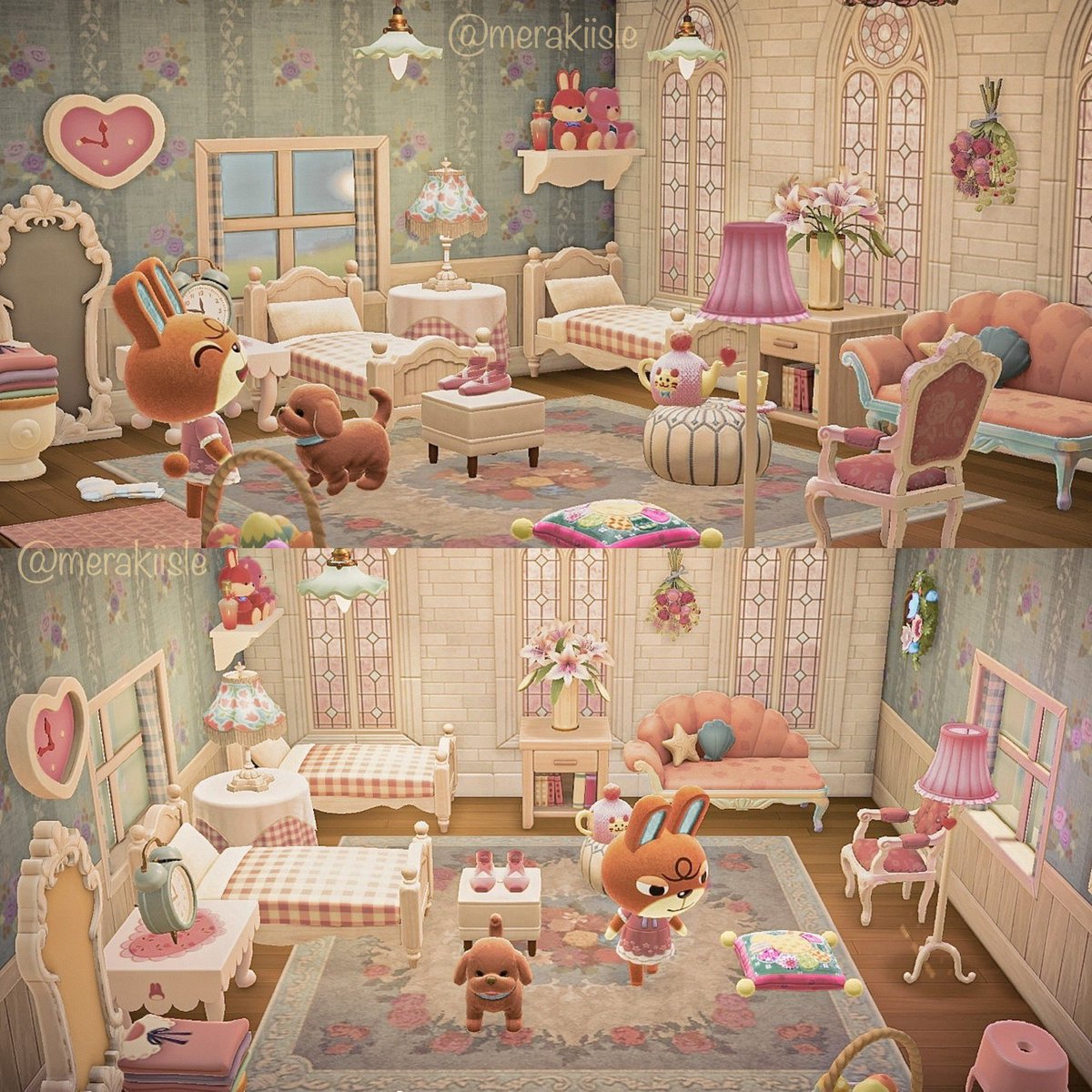 meraki 🧸🌷 on Twitter "pink and blue bedroom 🎀🦋👛💎🩰🛼💘💙🌸 acnh 