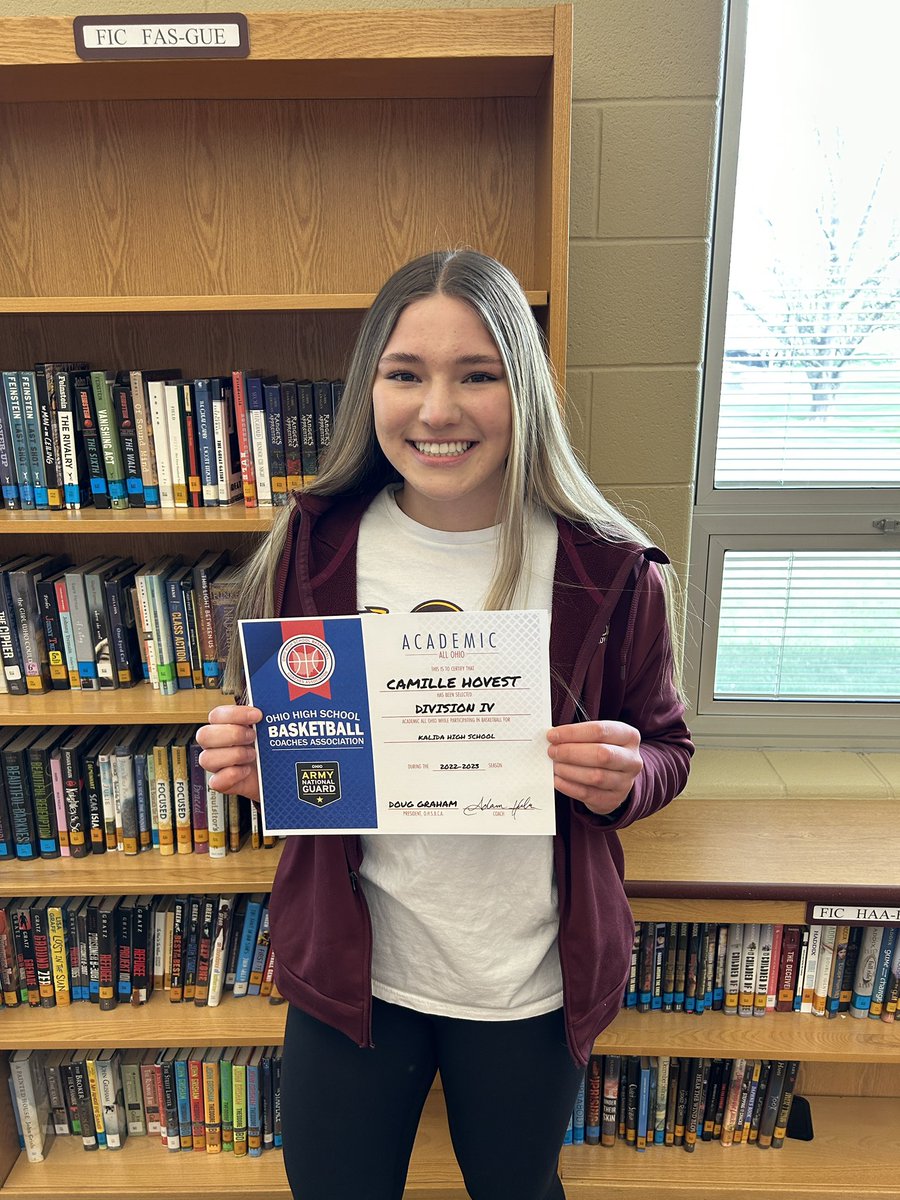 Congratulations to Senior Camille Hovest who was named to the Academic All-Ohio Team by the Ohio High School Basketball Coaches Association!  

She will also be featured as WLIO’s Scholar Athlete of the Week Monday during the 6pm and 11pm newscasts!  #WildcatPRIDE