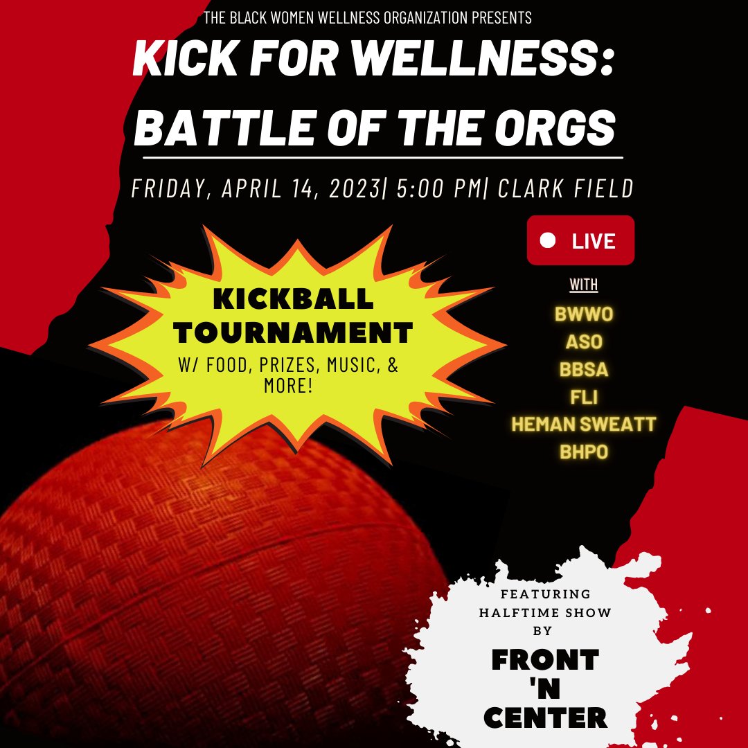 ☄️Who’s ready to play??? Our kickball tournament is only 2 hours away‼️ Don’t forget to bring a wellness item for a free plate of food and come ready to cheer on your favorite team 👏🏾📣