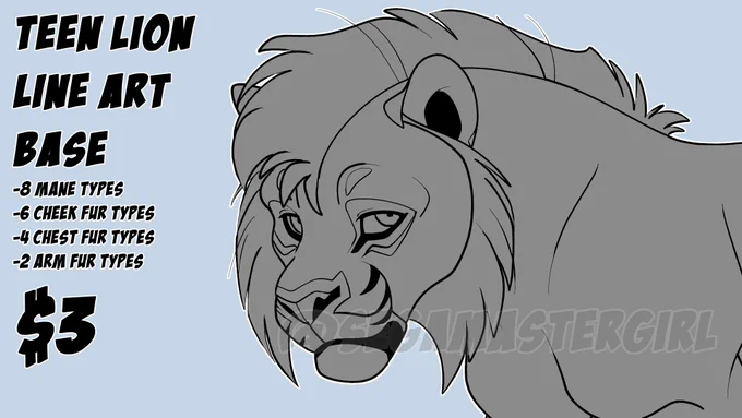 Another Lion Base is up on my Ko-fi. Teenagers this time! Link in the replies. 
