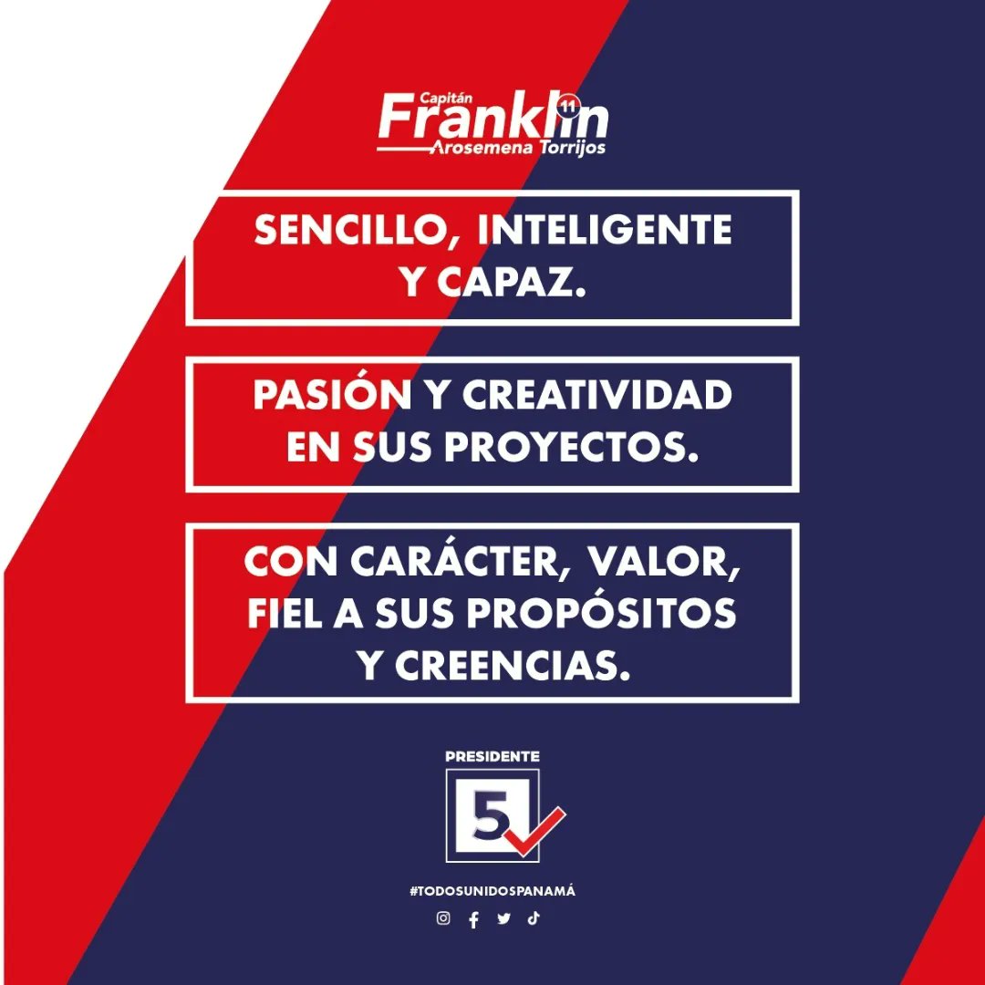 FATorrijos's tweet photo. Conoce a nuestro candidato 𝑭𝒓𝒂𝒏𝒌𝒍𝒊𝒏 𝑨𝒓𝒐𝒔𝒆𝒎𝒆𝒏𝒂 𝑻𝒐𝒓𝒓𝒊𝒋𝒐𝒔.
Vota 5 ✅ para PRESIDENTE en las primarias del PRD.
¡Todos Unidos Panamá!

#franklinarosemenatorrijos #fatorrijos #prd #primariasprd #panama #politicapanama #prdpanama #todosunidospanama https://t.co/rREZCnows7