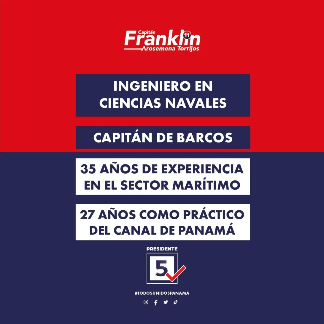 FATorrijos's tweet photo. Conoce a nuestro candidato 𝑭𝒓𝒂𝒏𝒌𝒍𝒊𝒏 𝑨𝒓𝒐𝒔𝒆𝒎𝒆𝒏𝒂 𝑻𝒐𝒓𝒓𝒊𝒋𝒐𝒔.
Vota 5 ✅ para PRESIDENTE en las primarias del PRD.
¡Todos Unidos Panamá!

#franklinarosemenatorrijos #fatorrijos #prd #primariasprd #panama #politicapanama #prdpanama #todosunidospanama https://t.co/rREZCnows7
