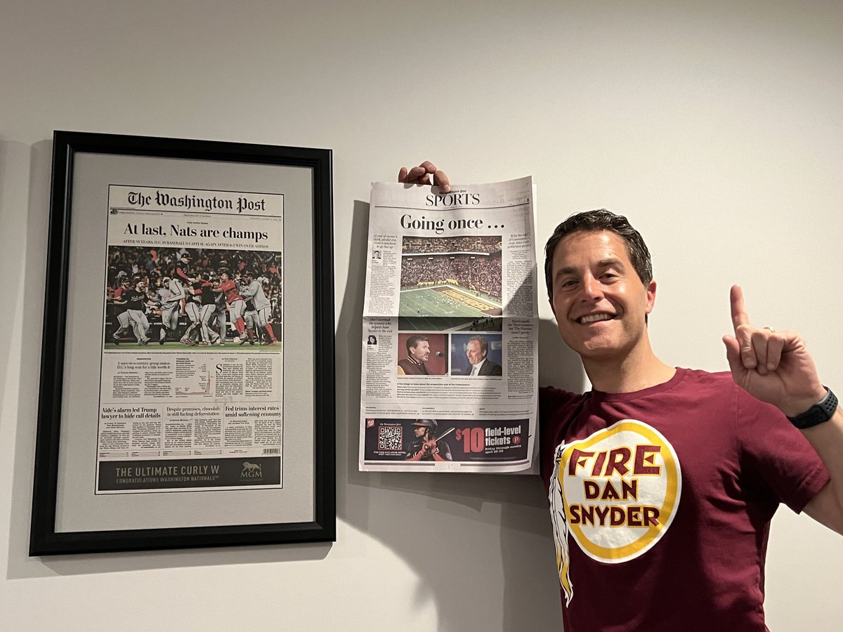 TomManatos's tweet photo. A new newspaper for the championship wall! Thanks @washingtonpost! #ByeDan #DoneWithDan https://t.co/VgSFnrMfvH