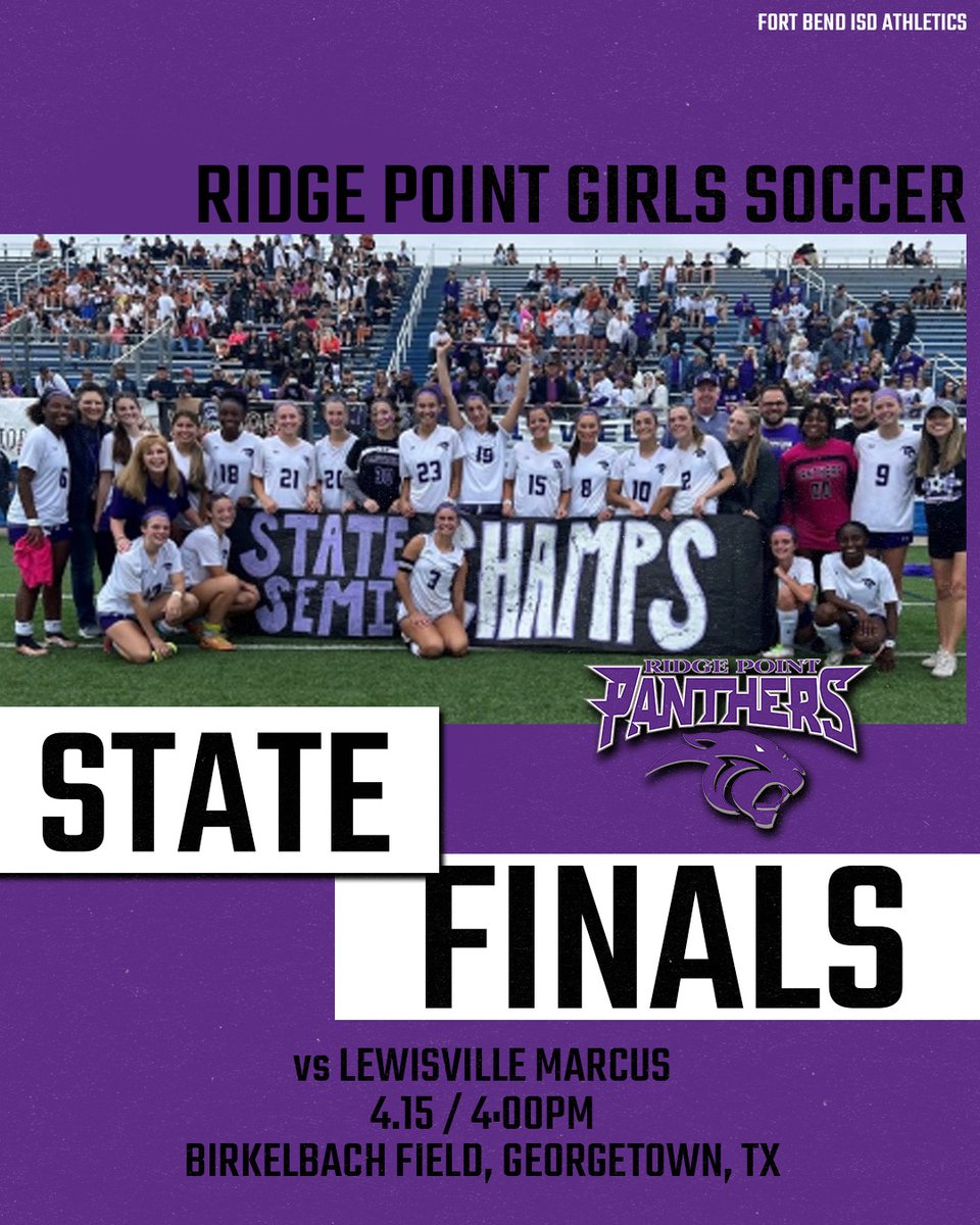 FBISDAthletics's tweet photo. RIDGE POINT GIRLS CAN WIN STATE TOMORROW AFTERNOON.  LET'S GO FBISD, COME OUT AND SUPPORT!! https://t.co/EtcWk0LRRm