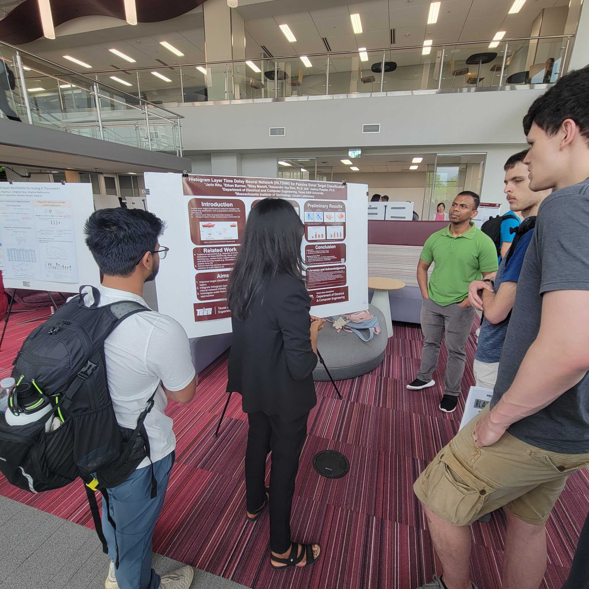 jpeeples67's tweet photo. Jarin Ritu, PhD student from our group, did a great job presenting our collaborative work with @MITLL on "Histogram Layer Time Delay Neural Networks for Passive Sonar Target Classification" at the @TAMUECE CESG Poster Event! #AI #MachineLearning https://t.co/0yoiONYrX8