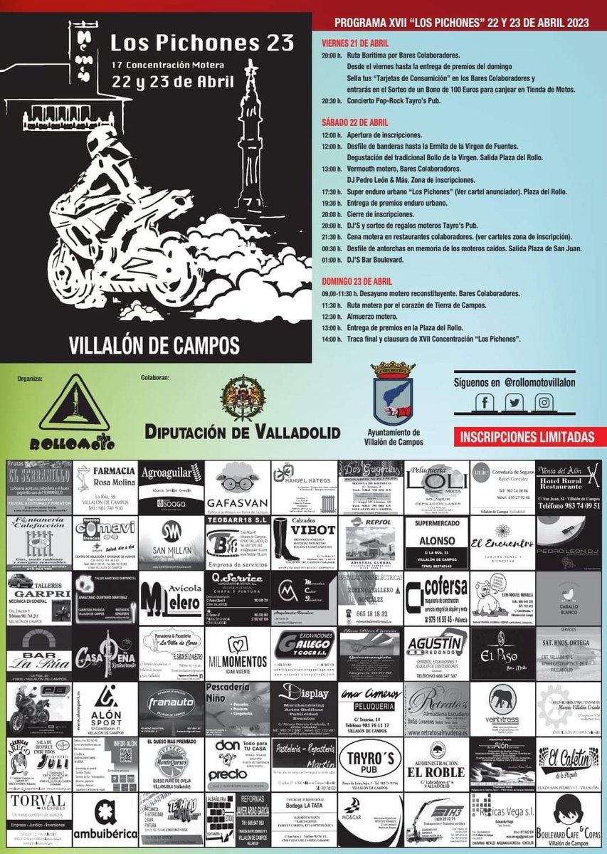 Rollomoto's tweet photo. Reserva esta fecha: 
⚠️ CONCENTRACIÓN MOTERA "LOS PICHONES"⚠️ en Villalón de Campos (Valladolid). https://t.co/qJEJmXYGMa
