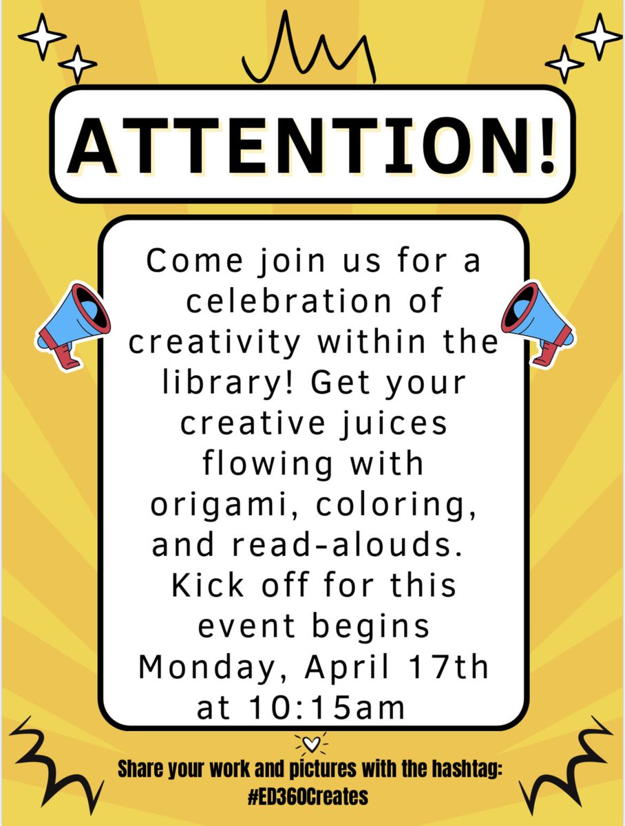Come get creative with ED 360 on Monday!