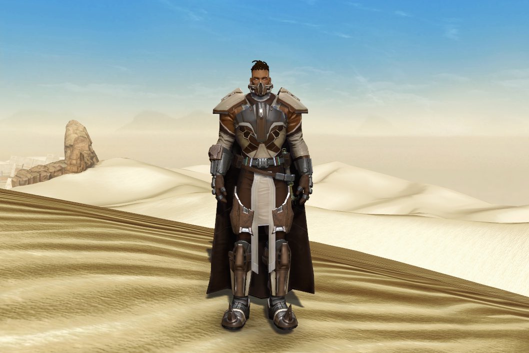 SWTORSetRates's tweet photo. Our next #SWTOR set rate was submitted by @Vonador_!

We’ve given this set a rating of 7/10 due to the fluidity of the pieces and unique look! We would recommend trying various boots or pants to mesh even more smoothly with the torso/head.

Submission notes below! https://t.co/OMLlTgmZJF