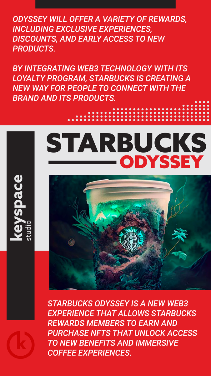 KeyspaceStudio's tweet photo. #Web3 is the future of loyalty programs, and #starbucksodyssey is leading the way! ☕️
.
Expand the images to see how you can be like @starbucks and build loyalty with Web3. https://t.co/AQsDreUFTp
