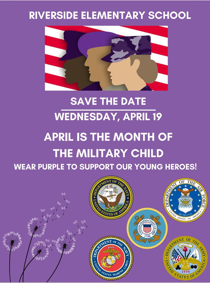 WEDNESDAY, April 19th, let's PURPLE UP!
#NNPSProud #RiversideProud #MonthOfTheMilitaryChild