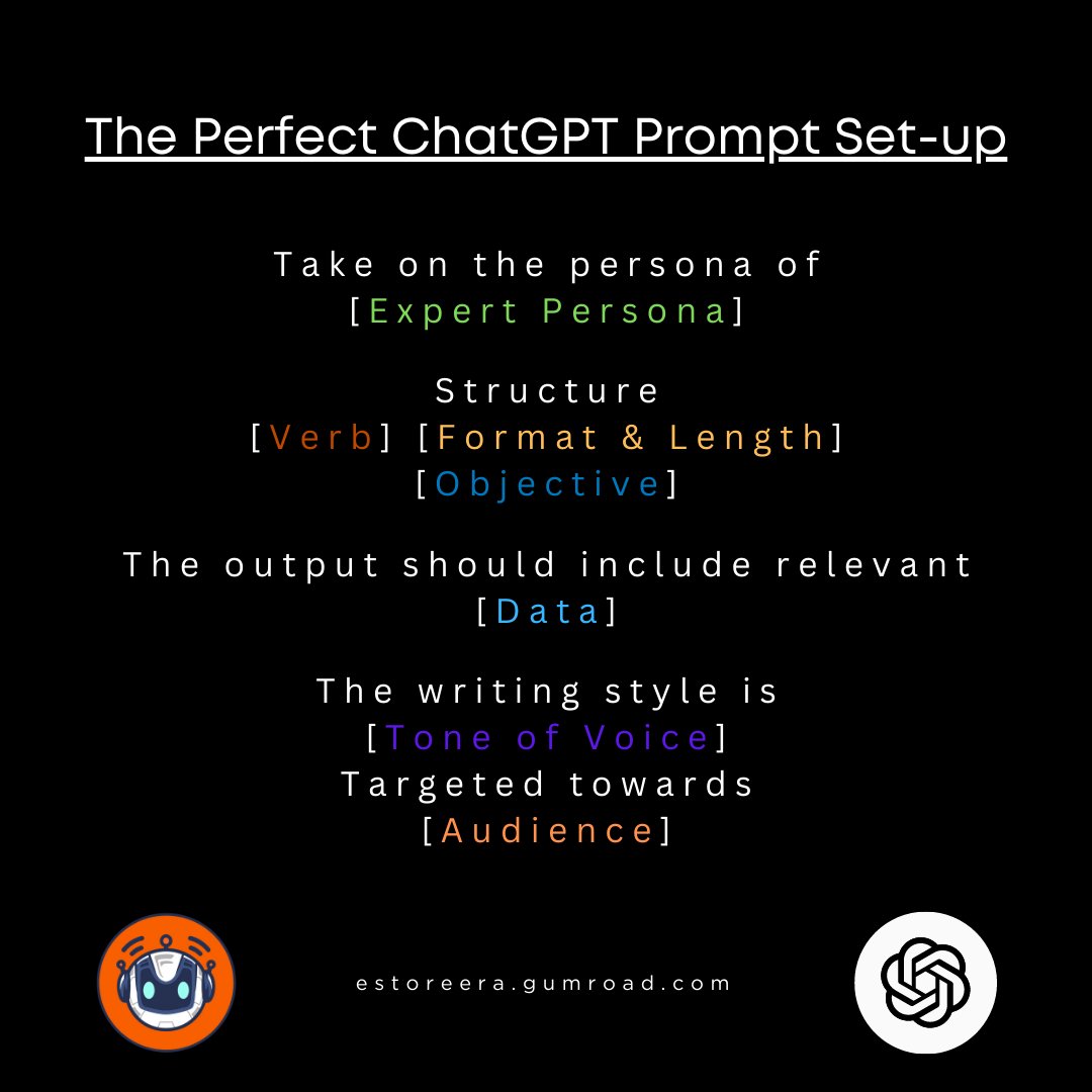 estoreera's tweet photo. GPT-5 Mastery - https://t.co/fW9uHI1V2k
The Perfect ChatGPT Prompt Set-up
#GPT5 #ChatGPT #OpenAI https://t.co/W7JSgKiRok