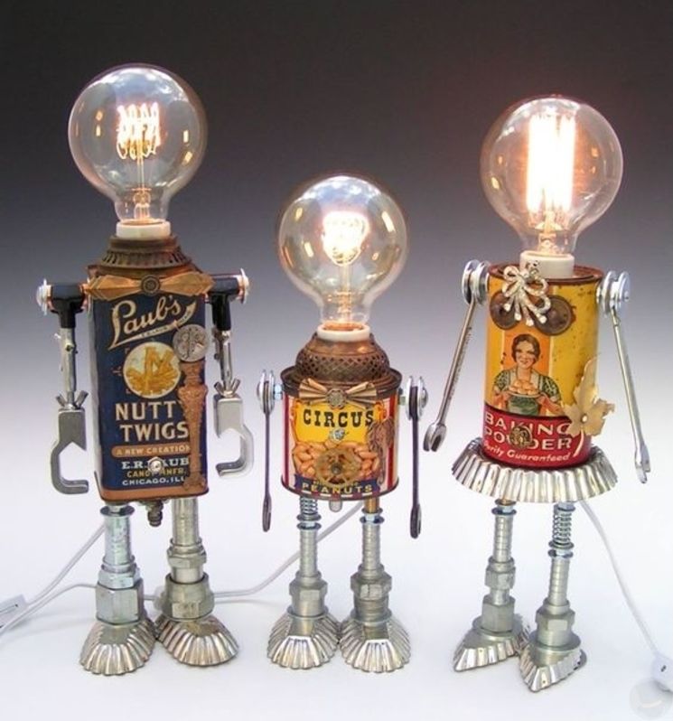 Tin Can Robot Lights - steamp.co/d/2794  lights foundobjects
