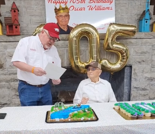 Mr. Oscar Williams of Trumann turns 105 years young today! Here is Trumann Mayor Jay Paul Woods reading a proclamation honoring Oscar on this special day!  Happy Birthday Oscar! Heeeeeeeeeeeeeeeey Fox!