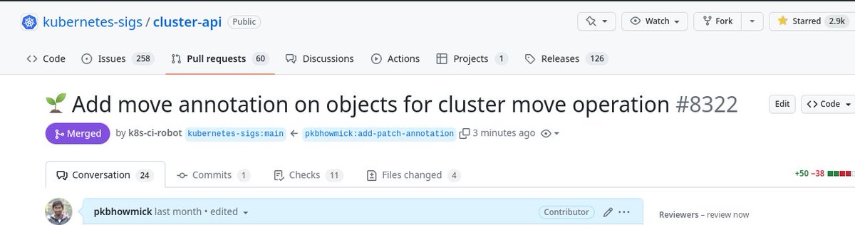 P_K_Bhowmick's tweet image. My first and significant contribution to cluster-api project. Now cluster-api providers can handle their resources for `clusterctl move` operation in a better way. 

github.com/kubernetes-sig…

#clusterapi
#Kubernetes 
#opensource