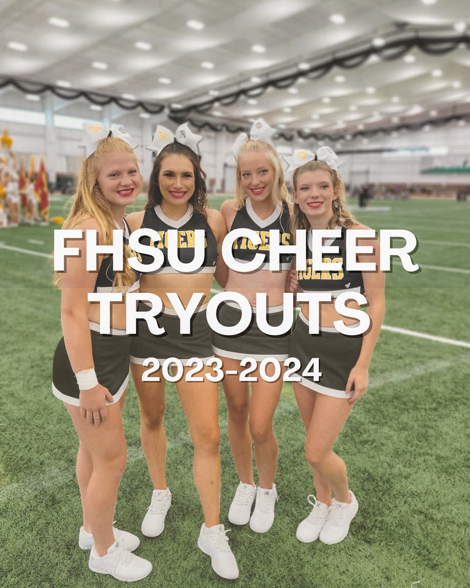 FHSUCheer's tweet photo. We meet our new teammates NEXT WEEKEND! Make sure youโve filled out your tryout form- link in our bio! ๐ฏ #fhsucheer #tryouttime #rolltiges https://t.co/BKDXmFbJFH