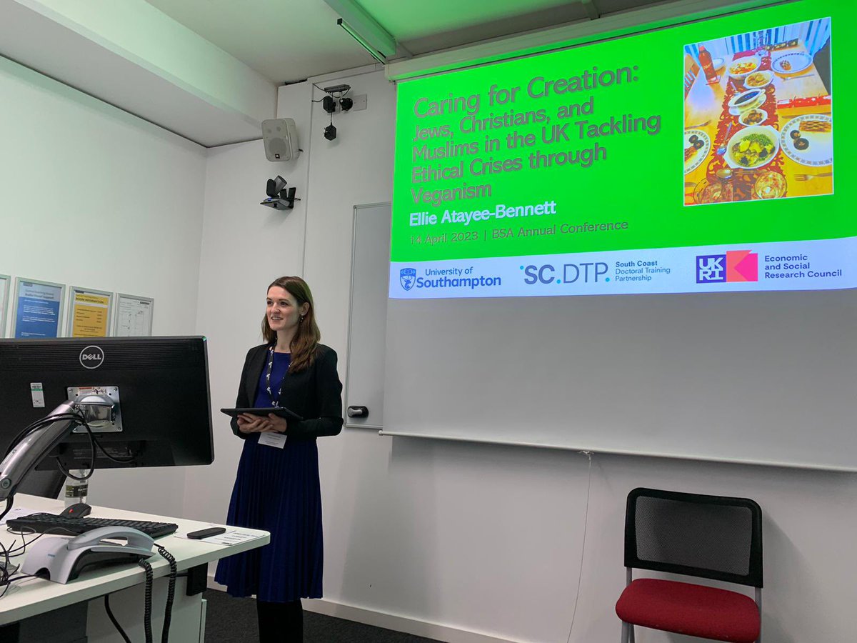 I presented my research today at the BSA Annual Conference, exploring how Muslim, Jewish, and Christian vegans in the UK are tackling ethical crises through veganism. 
#britsoc23