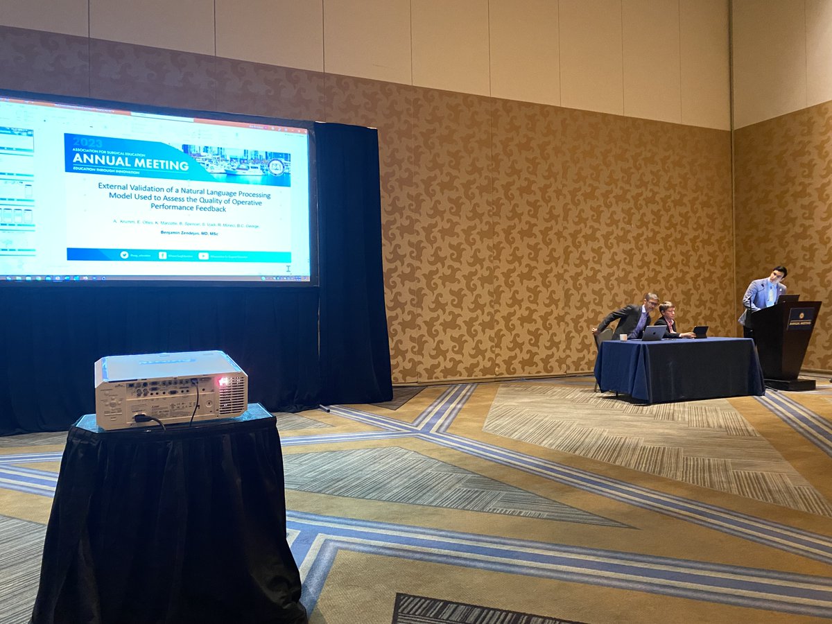 SIMPL Collaborative (@simplcollab) on Twitter photo <a href="/benzendejas/">Ben Zendejas</a> of <a href="/BostonChildrens/">Boston Children's</a> started this morning at <a href="/Surg_Education/">Association for Surgical Education</a> #SEW2023 with a thorough look at external validity of a natural language processing algorithm using SIMPL data in a collaboration with <a href="/CSTAR_UM/">Center for Surgical Training and Research</a>, <a href="/aekrumm/">Andy Krumm</a>, and more. Great work, Ben! <a href="/benzendejas/">Ben Zendejas</a> of <a href="/BostonChildrens/">Boston Children's</a> started this morning at <a href="/Surg_Education/">Association for Surgical Education</a> #SEW2023 with a thorough look at external validity of a natural language processing algorithm using SIMPL data in a collaboration with <a href="/CSTAR_UM/">Center for Surgical Training and Research</a>, <a href="/aekrumm/">Andy Krumm</a>, and more. Great work, Ben!