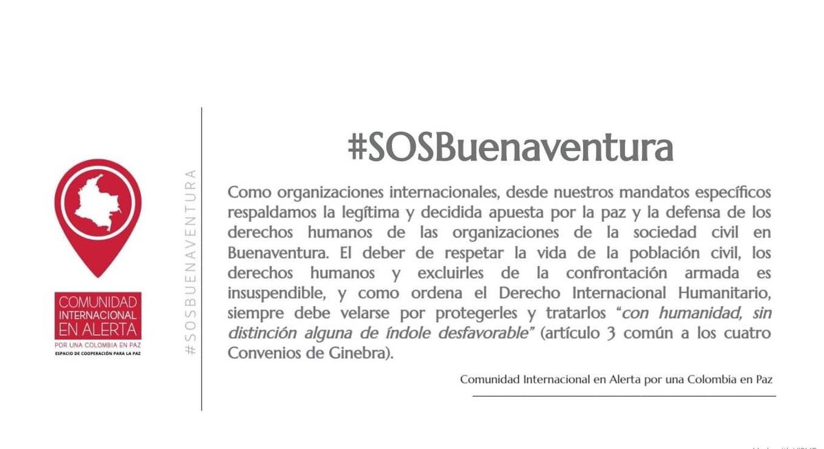 espaciopazencol's tweet photo. 🇨🇴📢 #Comunicado #SOSBuenaventura @espaciopazencol  | Enfrentamientos armados en varios sectores de Buenaventura en los últimos días amenazan la aparente calma luego de la “Tregua de Paz”. https://t.co/DMzpzJHPUL