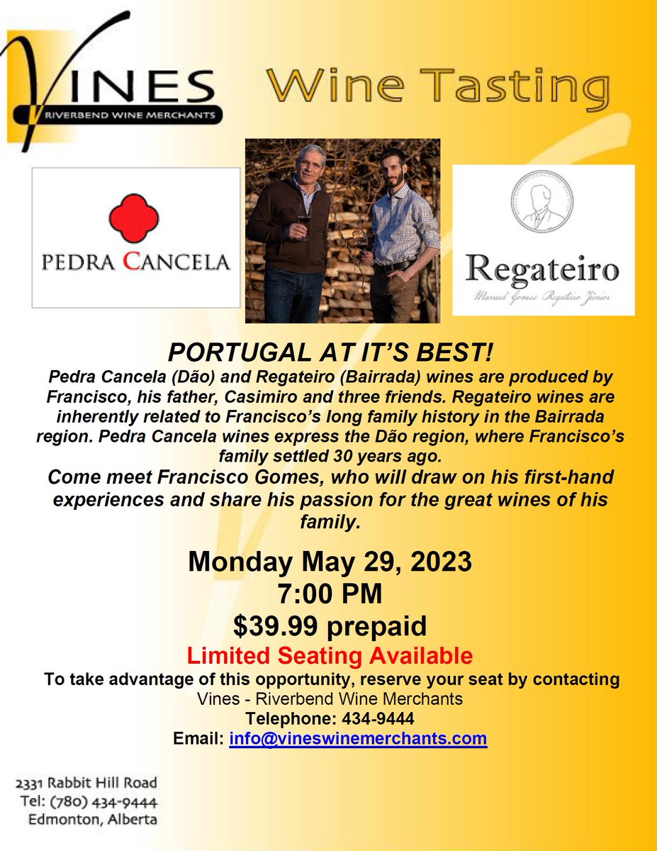 Portuguese winemaker Francisco Gomes visits Vines
Book early!