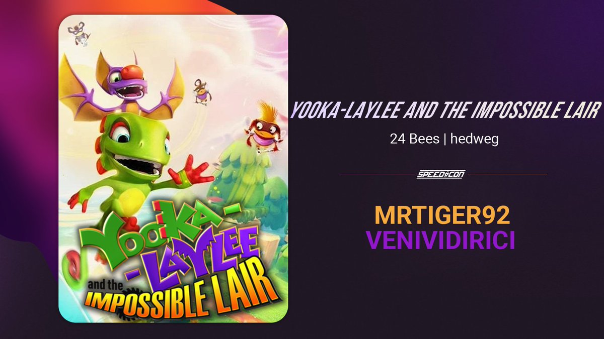 GermenchTweets's tweet photo. In den nächsten Tag geht es mit Yooka-Laylee and the Impossible Lair von @hedweg_twitch gerunnt.
Sicherlich bringen @mrtiger92 & @VeniVidiRici genauso viel Farbe in die Nacht der #Speedcon wie das Spiel.
Schlafen kann jeder, wir tuns nicht:
📍 https://t.co/RP1b0VyW9D https://t.co/fymud0JNhC