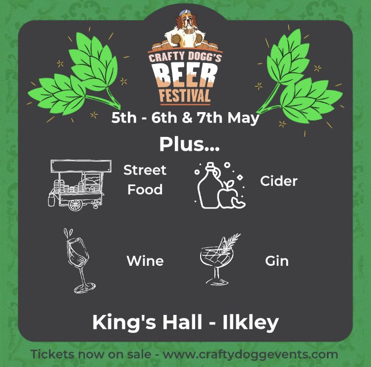 Coming up on the May Bank Holiday. #TrainerTrouble DJs will be playing #records all weekend at this great #CraftBeer festival by @crafty_dogg in #Ilkley #Yorkshire Tickets on sale now, sessions Fri-Sun
#beer #ale #realale #camra #craftale #bradford2025 #bd2025 #gin #bradford