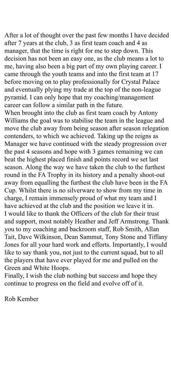 A “few” words from me. Thank you <a href="/chipsteadfcsurr/">Chipstead FC (Surrey)</a> for everything 💚