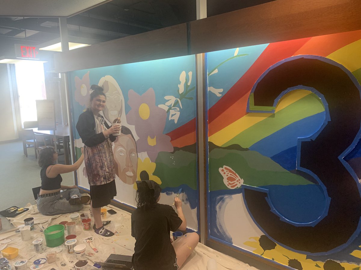 GermanNCC1's tweet photo. Interested in art &amp; design? We do that at @northcentralcol, like Auguste, who is collaborating on a mural for #NCUR2023, a national conference at @UWEauClaire https://t.co/IiapHLttZY
