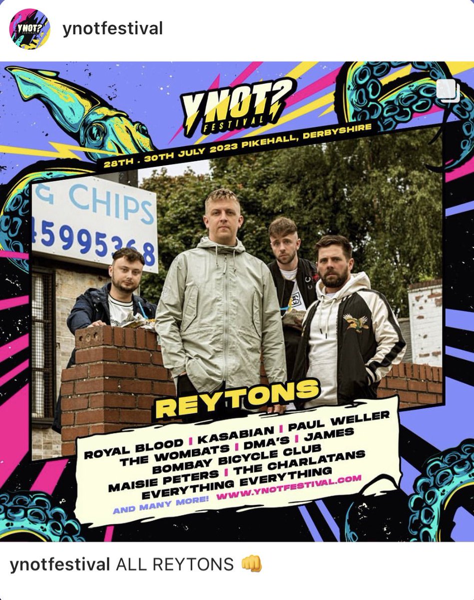 ynotfestival's tweet photo. ALL REYTONS 👊

Reytons absolutely smashed the Quarry stage last year and they’re back to take on the main stage in 2023!

This is gunna be mad💥 https://t.co/1b2JafdpS6 https://t.co/L7tJXqNRhS