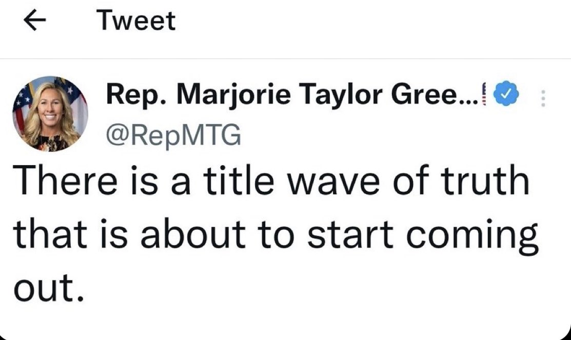 @RepMTG you are a US lawmaker. Can you explain what you mean by a "title wave"? Also, what have you done for your district? 
I'll wait.
#dotard 