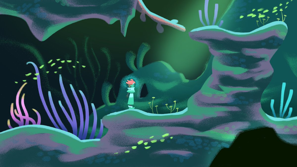 WHNFgame's tweet photo. Testing out some colors in the wilderness of Neeth 🐠

#conceptart #gameart #indiegame #indiedev #indiegamedev #gamedev https://t.co/1A7zqYjZuL