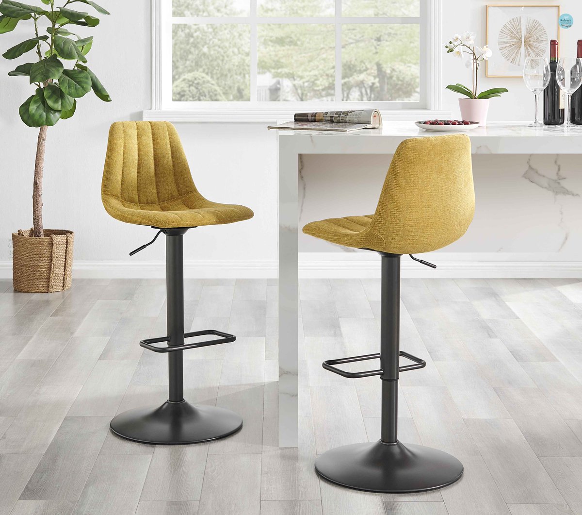 socialnpd's tweet image. Adjustable Gas lift #barstooldesign for the Modern Minimalist - its medium-back and tailored, channel tufting detail in molded chair design gives it a contemporary-vibrant vibe. It's also practical for the bar or workspace as it swivels 360-degree. #NewPacificDirect