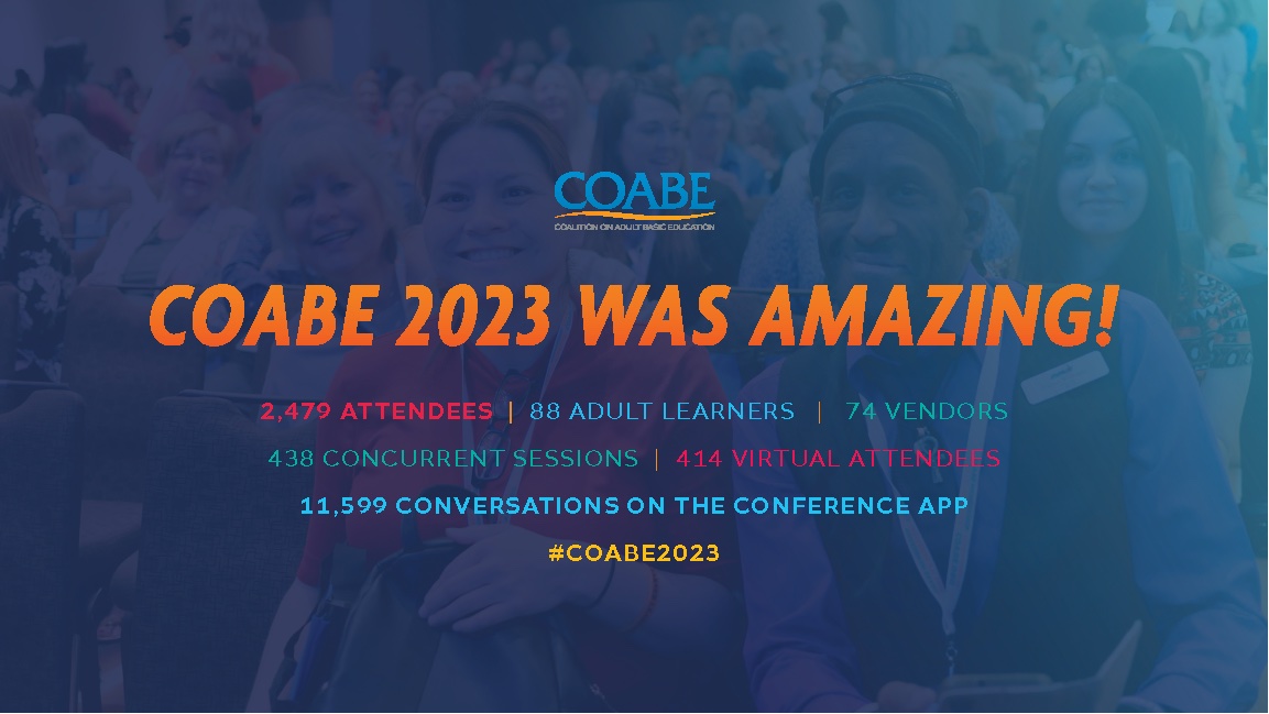 What a conference! Thank you to our sponsors, stand partners, attendees (both in-person and virtual), exhibitors and presenters!

youtu.be/gMS68TYfgDQ

#coabe2023 #thankyou 

<a href="/CeoCoabe/">COABE CEO</a> @ReginaSuitt <a href="/jody_angelone/">Jody Angelone</a> <a href="/DrDonFinn/">Don Finn</a> <a href="/ShakettaDanez/">Shaketta Thomas</a>