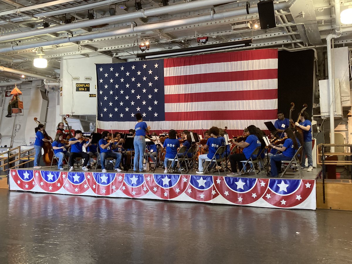 CFBWestsideOrch's tweet photo. Always nice to see friends when you’re traveling! Who other than the RL Turner Orchestra would be alongside us at the USS Lexington!? Great job friends! #cfbisdfinearts #cfbproud https://t.co/33a7nupQHK