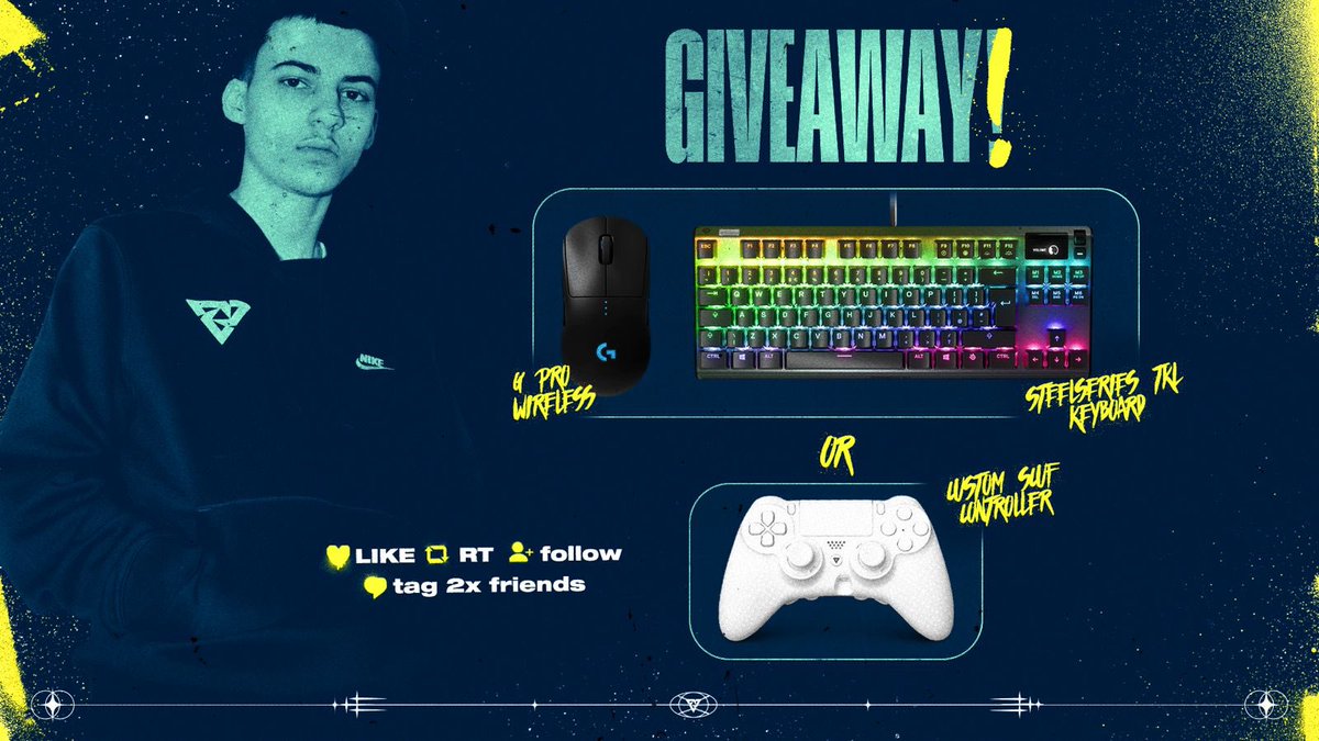 pinq's tweet image. MASSIVE GIVEAWAY 🚨

Tundra and I are giving away a set of peripherals. Win a G Pro and Steelseries TKL or a custom Scuff controller depending on what input you play 🎮⌨️

Follow @TundraFortnite 
Like this tweet ♥️
RT this tweet ♻️
Tag 2 friends 👥