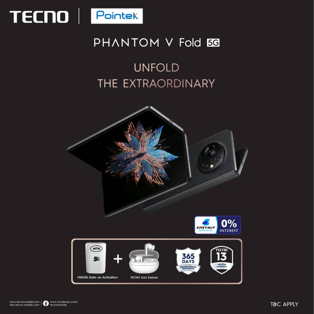 pointekonline's tweet photo. The Tecno PHANTOM V Fold is available At Pointek Stores.
PHANTOM V FOLD
• 12/256GB: N695,000
• 12/512GB: N775,000
https://t.co/GEXtcDr5Sr
#Pointek #Pointekonline #Phantom #UnfoldTheExtraordinary #PHANTOMVFold #Vfold #TECNO https://t.co/lkJDtD6lIg