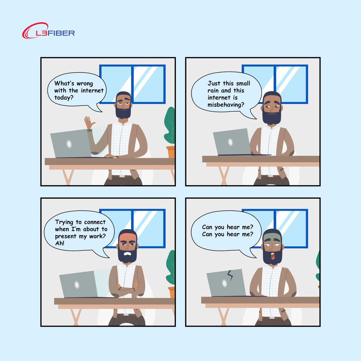Layer3NIGERIA's tweet photo. Don’t wait for bad internet to disgrace you. Switch to the L3Fiber side where bad weather won’t stop you from having a great day. 

To get started, visit our website https://t.co/yBGBYNnITa  or call +234 9094529373

#FTTH #BroadbandInternet #BroadbandservicesinAbuja #L3Fiber https://t.co/zmxCtGrXHN