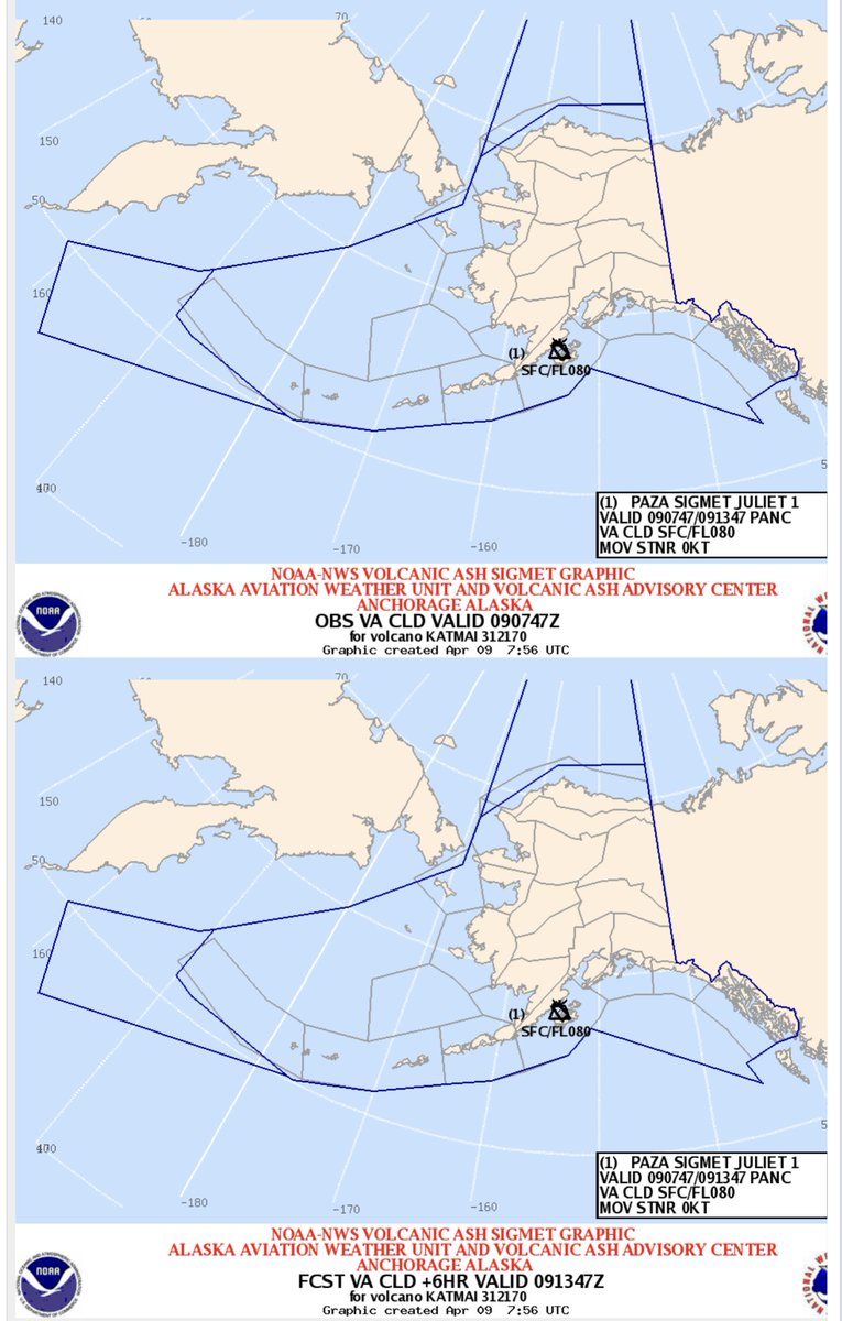 butwinmk's tweet image. How my week started: drawing an itty bitty little polygon for resuspended ash from Katmai. 
And how it ended: drawing GIANT POLYGON over the N Pacific/AK/BC/YK. 

#volcano #volcanicash