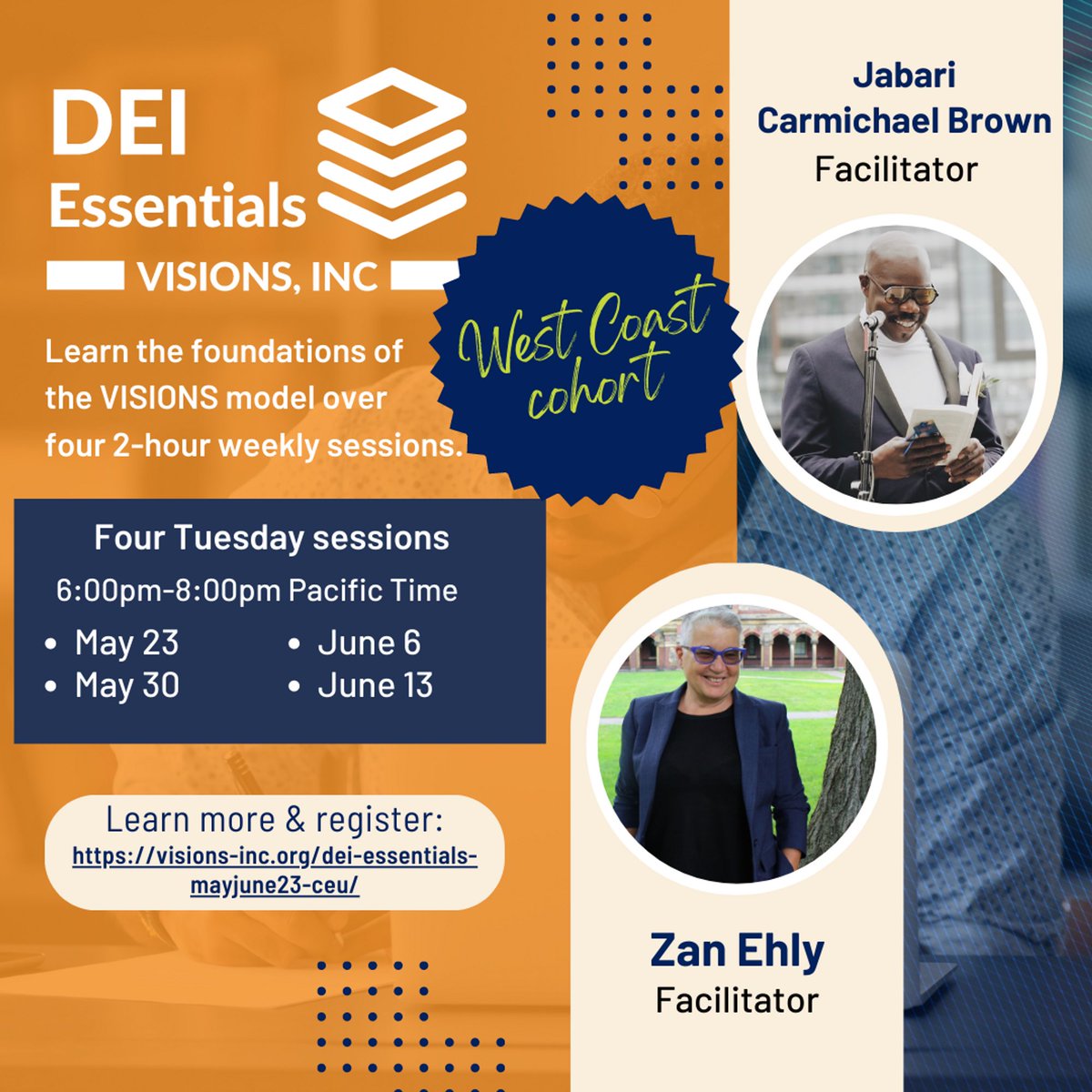DEI Essentials is coming up in May/June 2023! In response to participant requests, we’re offering an East Coast cohort and a West Coast cohort. 

Learn more and register at the link in the bio!