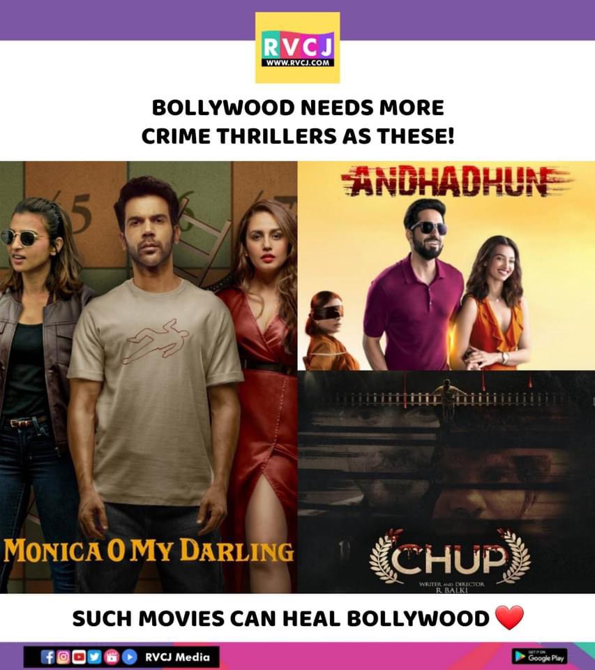 Crime thrillers!
#monicaomydarling #andhadhun #chup #crimethriller #bollywood #rvcjmovies