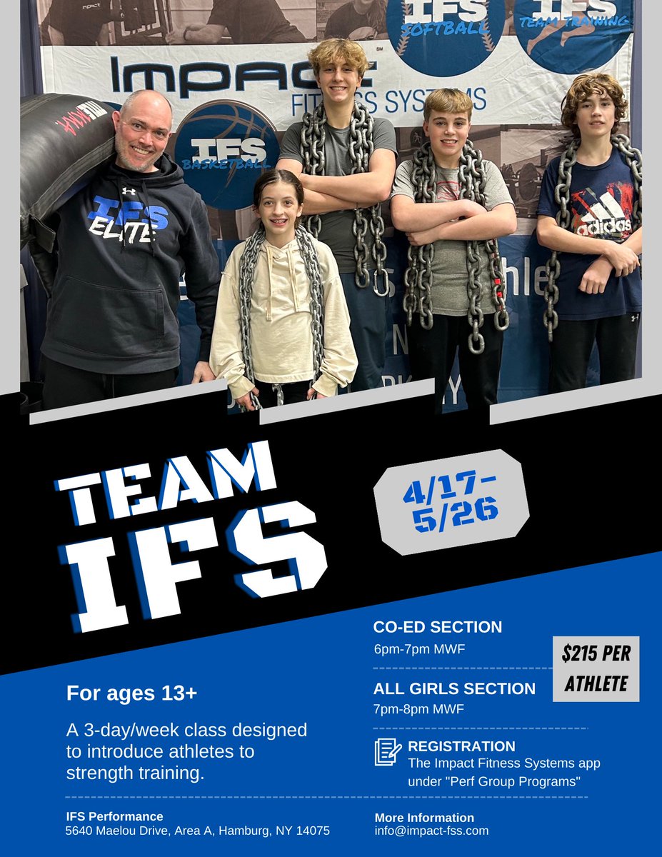 impact_fss's tweet photo. Starts MONDAY! These are filling up and we don’t want you to miss out! See you in the weight room

#teamIFS #youthdevelopmentprogram #strengthandconditioning #sportperformance https://t.co/HqcW4dN3Qj