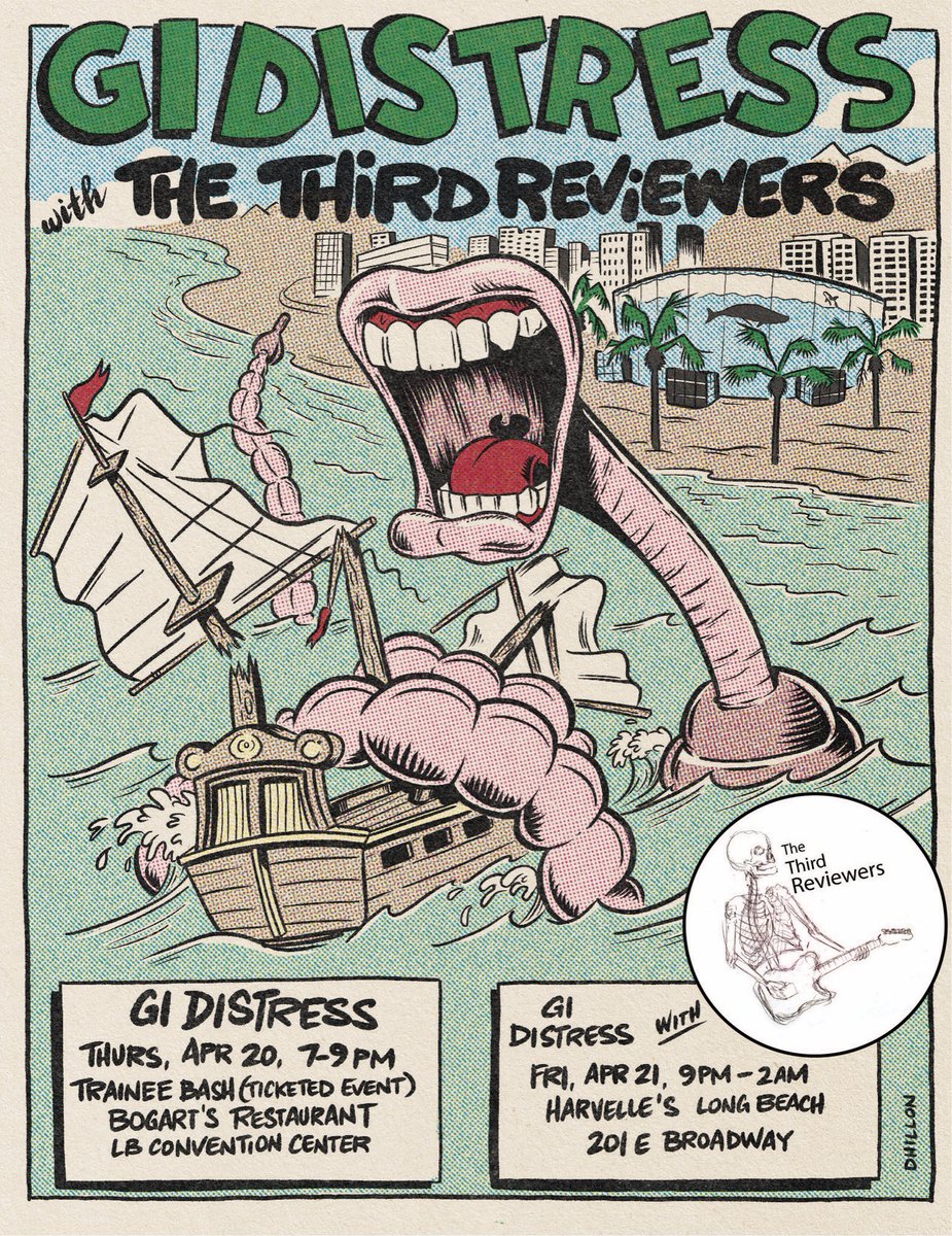 If you are at the <a href="/APSPhysiology/">American Physiological Society</a> week check out my favourite cover band, <a href="/GI_Distress/">GI Distress</a> , performing with The Third Reviewers in Long Beach April 20 &amp; 21st. Lotta fun whipping this cartoon up for my dear friend and mega vocal talent, Hannah Carey <a href="/13liner/">Carey Lab</a> . See poster for details!