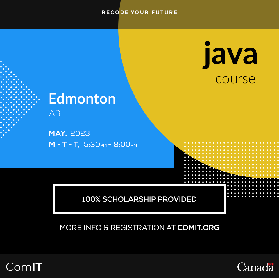 ComITorg's tweet image. Hi Edmonton, have you missed us? Here we are back again looking for more fun, with a new Full Stack Java course!
Visit now comit.org/students to learn how our process works, eligibility criteria, and apply for a scholarship.
#codingcourse #codingbootcamp #freecodingcourses