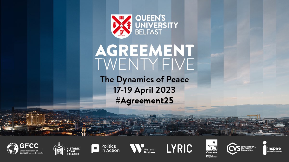 Next week the focus of the world is set to be on Belfast when global political leaders past and present will come together to mark the 25th anniversary of the Belfast/Good Friday Agreement.

You can find out more and watch live here: qub.ac.uk/agreement25/ #Agreement25