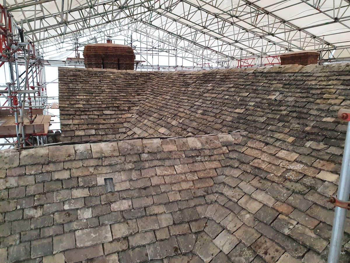 Stone roofing coming on nicely @NTmidlands at Cwmmau Farm House. #roofing #heritage #Conservation #construction